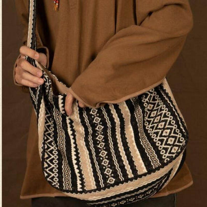 Jacquard Striped Thick Handprint Vintage Messenger Bag MuddyStock