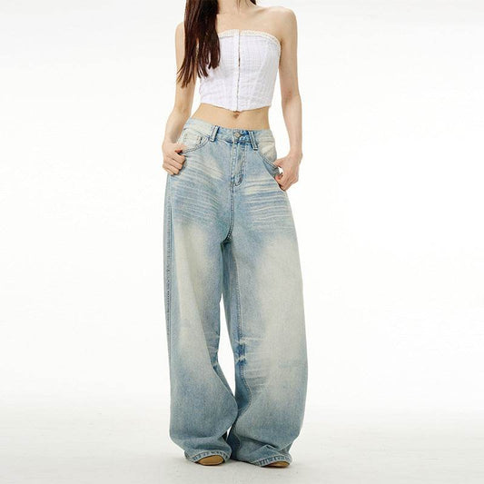 Water Washed Hole Wide Jeans For Men And Women MuddyStock