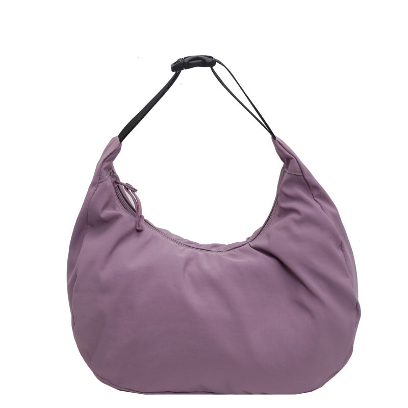 Lightweight Dumpling Bag Women's Solid Color Nylon Cloth Light Purple