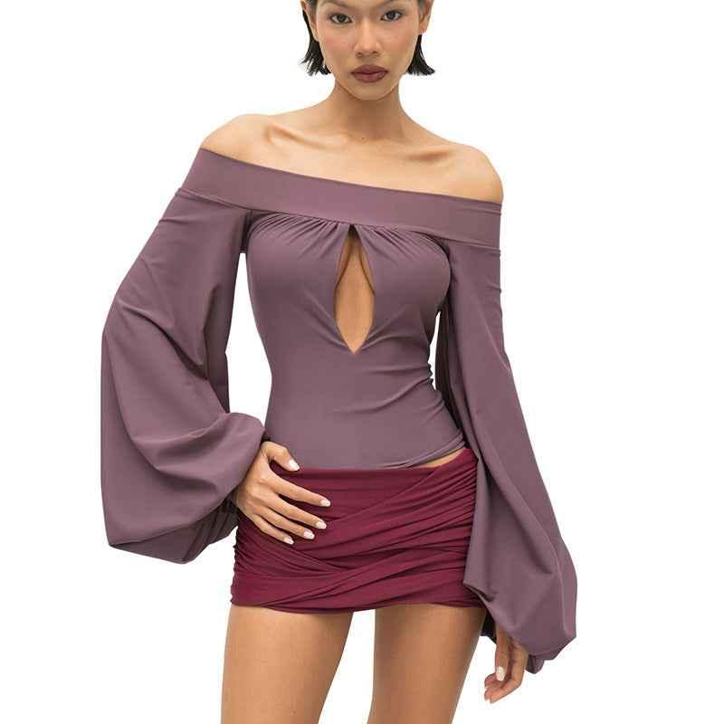 European and American Lantern Sleeve Hollow Top for Women | MuddyStock Originals
