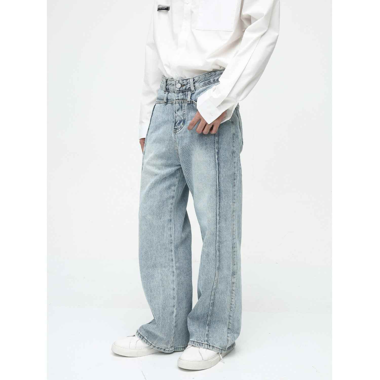 Men's American-style Retro Casual Worn Looking Washed-out Jeans MuddyStock