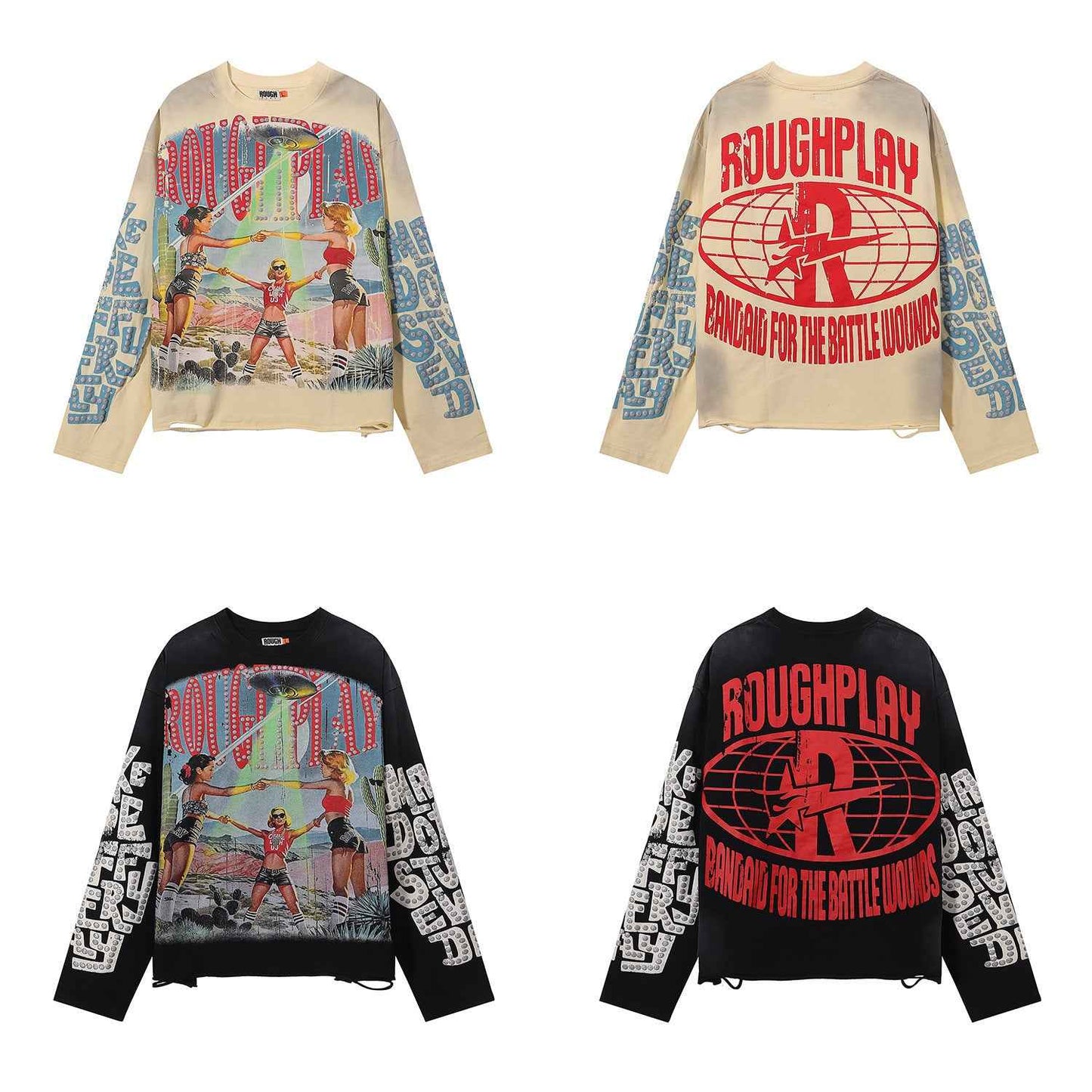 Retro Print High Street Fake Two-Piece Men's and Women's Long-Sleeved T-Shirt | MuddyStock Originals eprolo