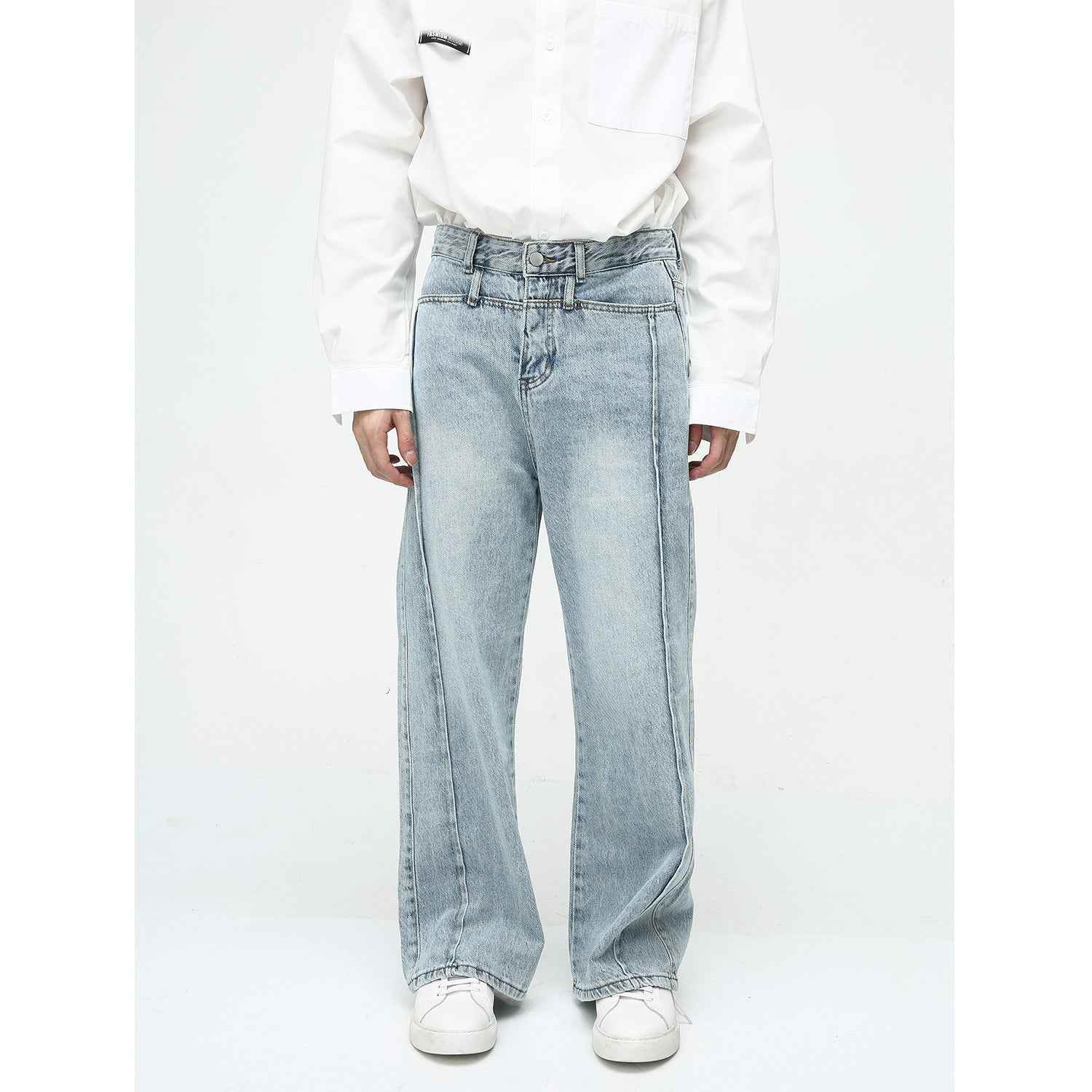 Men's American-style Retro Casual Worn Looking Washed-out Jeans MuddyStock