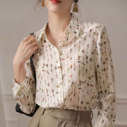 Women's Simple Elegant Draping Floral Shirt MuddyStock