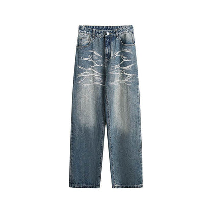 Washed Straight Jeans Men's Casual Long Pants Water Blue MuddyStock