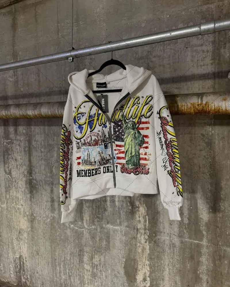 Streetwear American Retro Letter Hoodie For Men And Women | MuddyStock Originals White eprolo