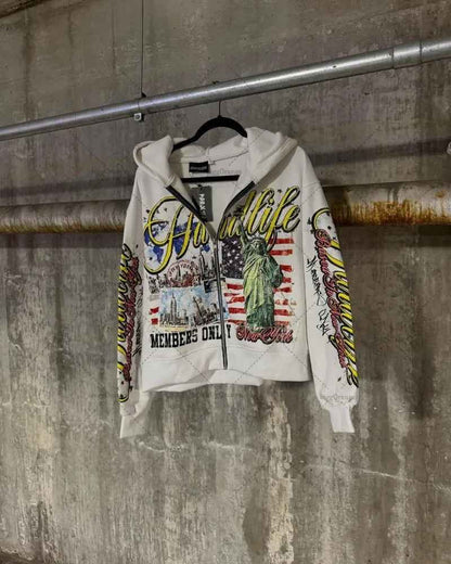 Streetwear American Retro Letter Hoodie For Men And Women | MuddyStock Originals White eprolo