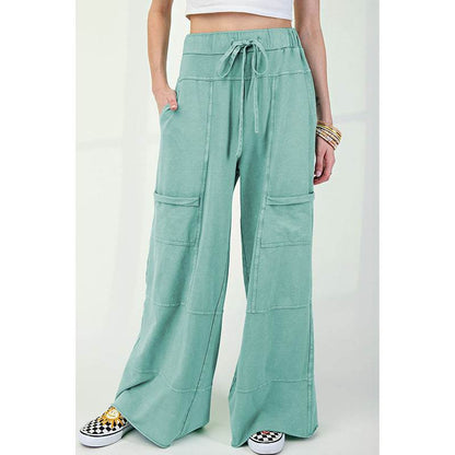 Pure Color Washed Multi-pocket Slacks MuddyStock