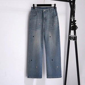 Women's Fashion Casual Loose Slimming Jeans Blue