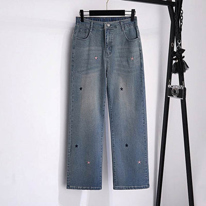Women's Fashion Casual Loose Slimming Jeans Blue MuddyStock