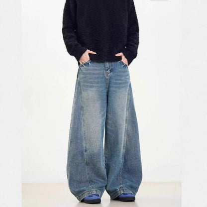 American Retro Washed Distressed Machete Design Jeans For Men And Women MuddyStock