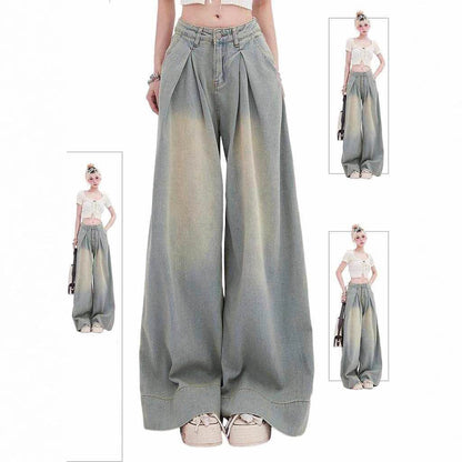 American Retro Worn Jeans Women's High Street Loose MuddyStock