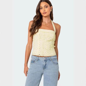 Spaghetti-strap Camisole Summer Top Yellow