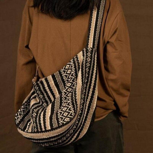 Jacquard Striped Thick Handprint Vintage Messenger Bag MuddyStock