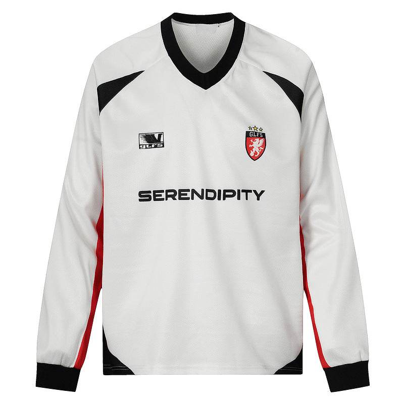 American Retro Stitching Long Sleeve T-shirt For Men White MuddyStock