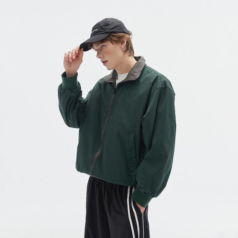 Retro Stand Collar Jacket For Men | MuddyStock Originals Green [double-sided wear]