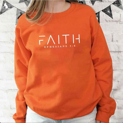 Trendy Faith Sweatshirt Bible Verse Shirt Christian Clothing Orange MuddyStock