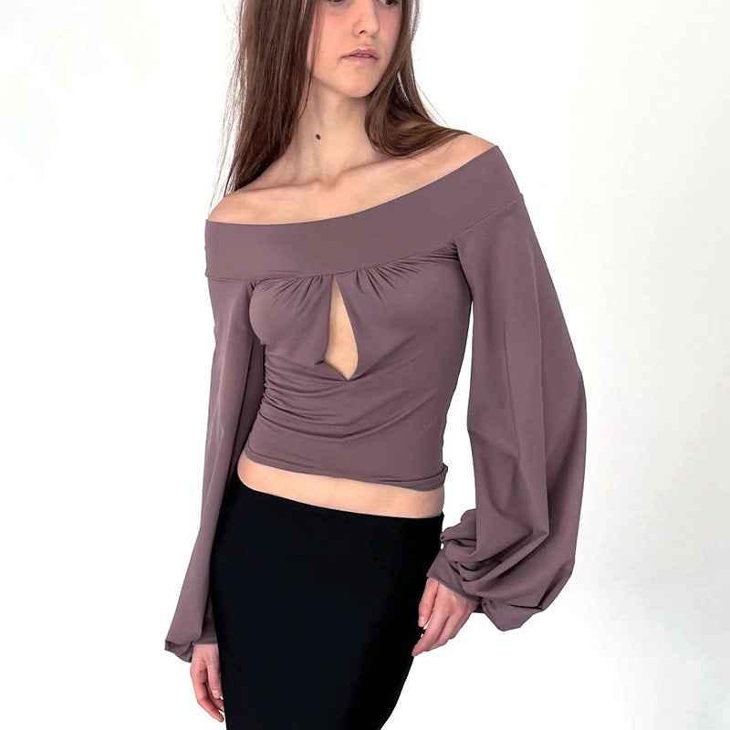 European and American Lantern Sleeve Hollow Top for Women | MuddyStock Originals