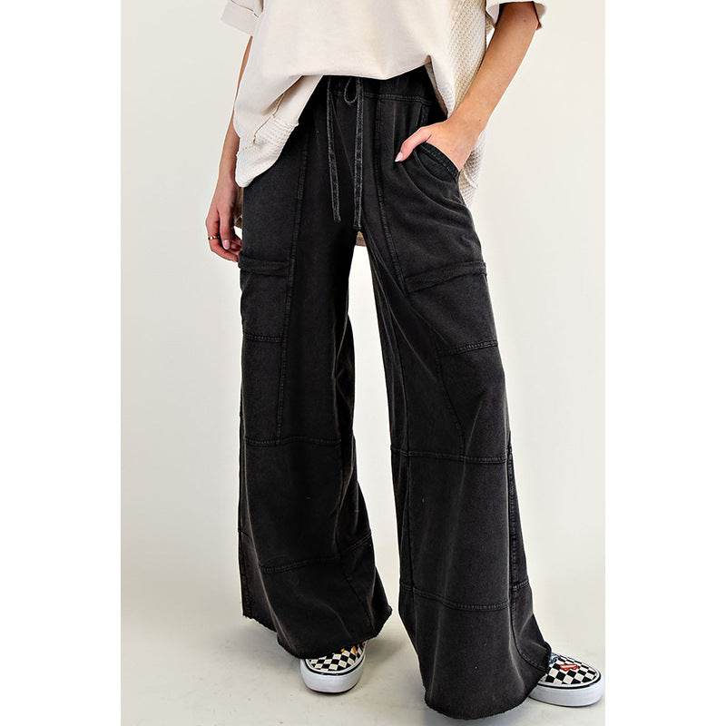 Pure Color Washed Multi-pocket Slacks MuddyStock