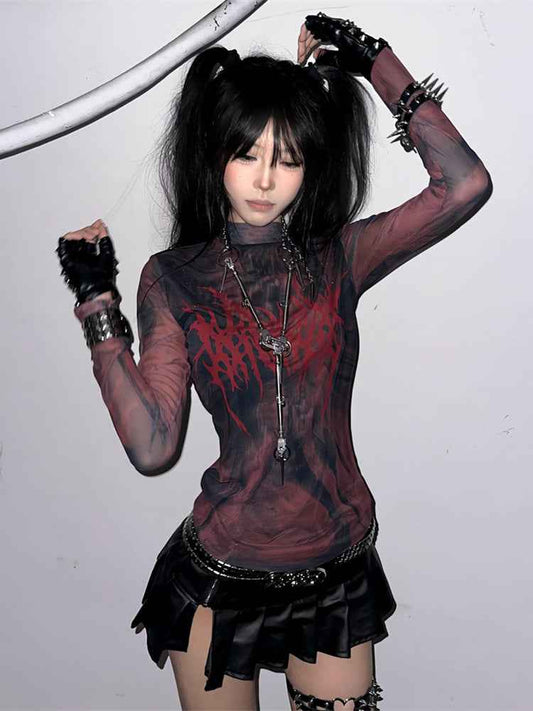American-style Y2K Subculture Top For Women | MuddyStock Originals Black