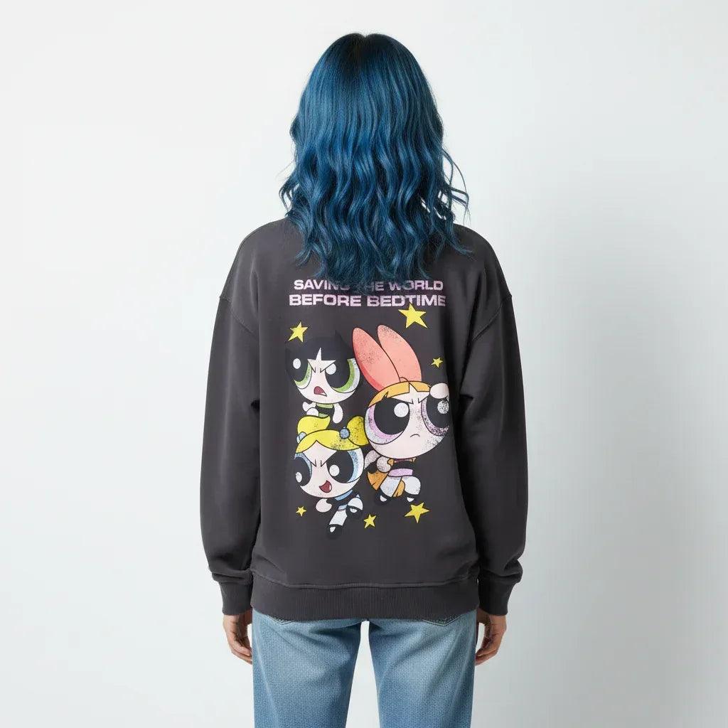 Round neck long sleeved pullover washed printed sweatshirt for women | MuddyStock Originals