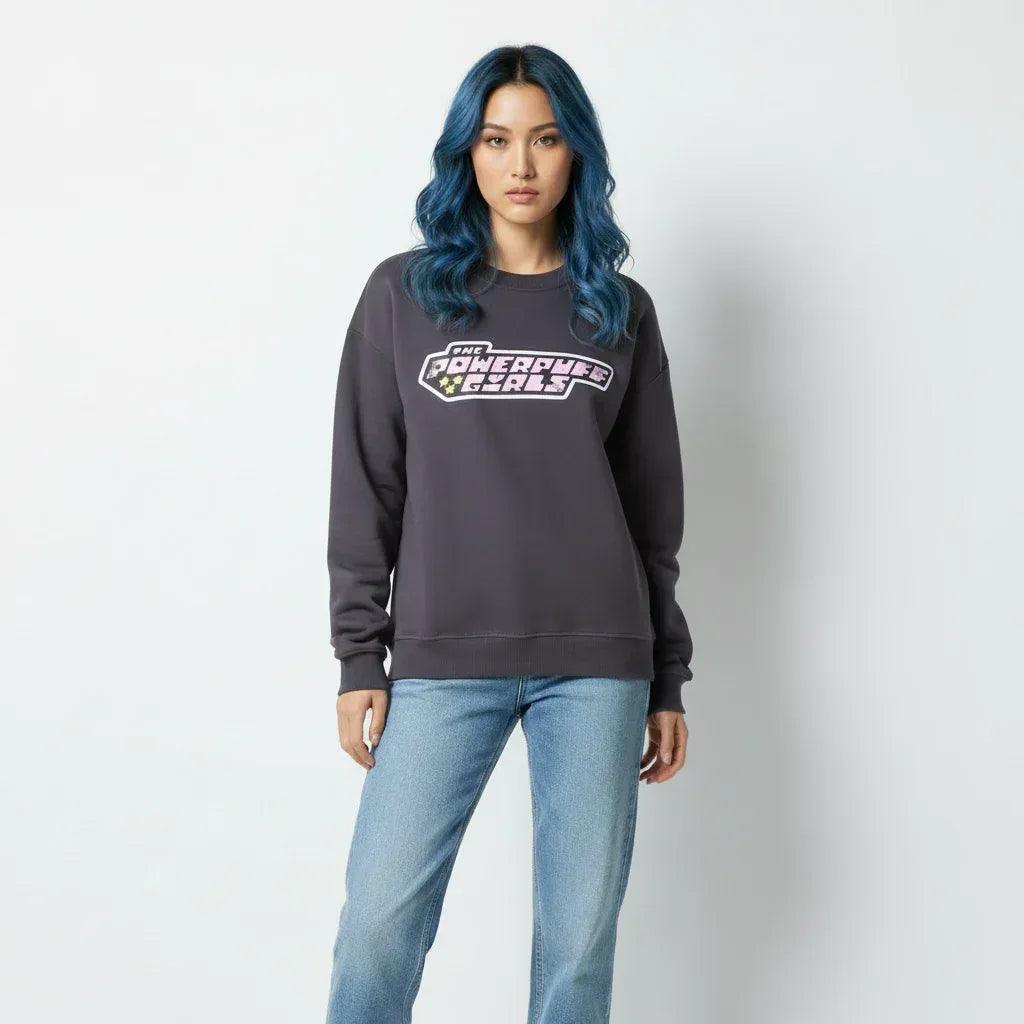 Round neck long sleeved pullover washed printed sweatshirt for women | MuddyStock Originals