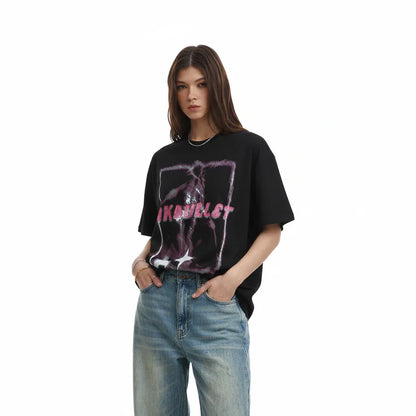 Abstract Graffiti Printing Short Sleeve Women MuddyStock