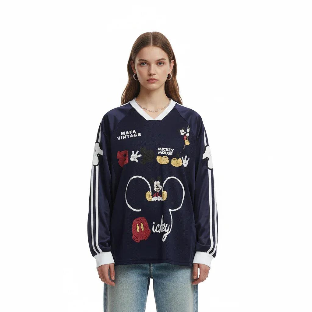 Cartoon Embroidery V-Neck Jersey For Men And Women | MuddyStock Originals
