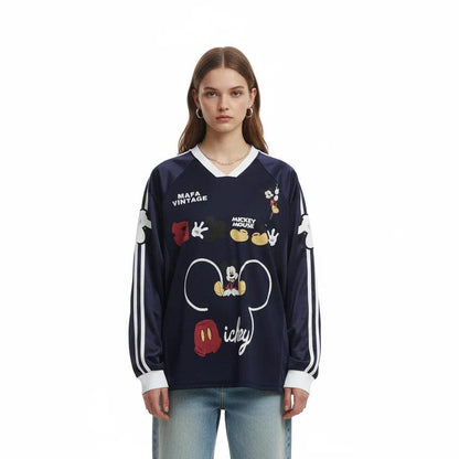 Cartoon Embroidery V-Neck Jersey For Men And Women | MuddyStock Originals