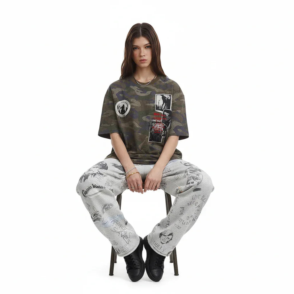 Graffiti Ripped Wide-Legged Casual Sweatpants For Men And Women | MuddyStock Originals eprolo