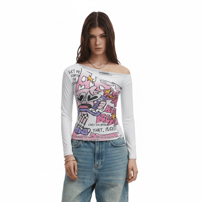 Off-Shoulder Long Sleeve T-Shirt for Women | MuddyStock Originals