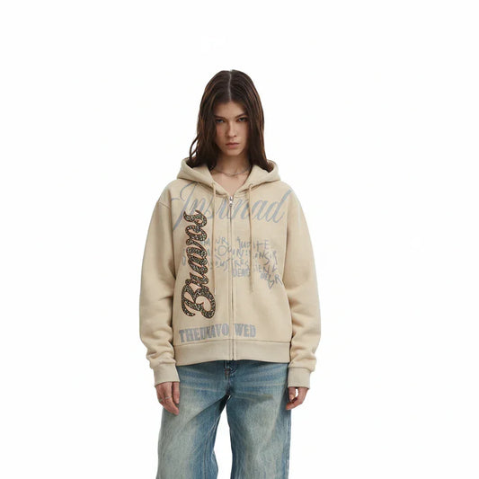Leopard patch zipper hoodie for women | MuddyStock Originals MuddyStock
