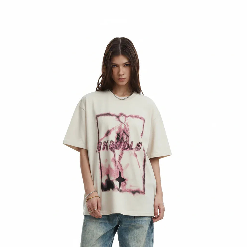 Abstract Graffiti Printing Short Sleeve Women MuddyStock