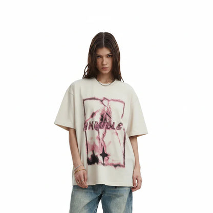 Abstract Graffiti Printing Short Sleeve Women MuddyStock