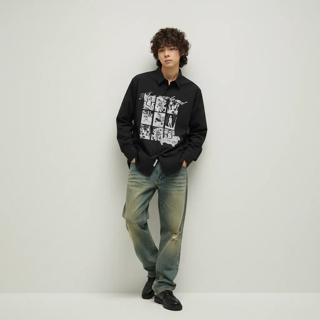 Abstract printed loose fitting men's and women's shirt | MuddyStock Originals MuddyStock