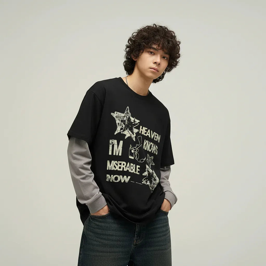 Fake two piece t-shirt for men and women MuddyStock