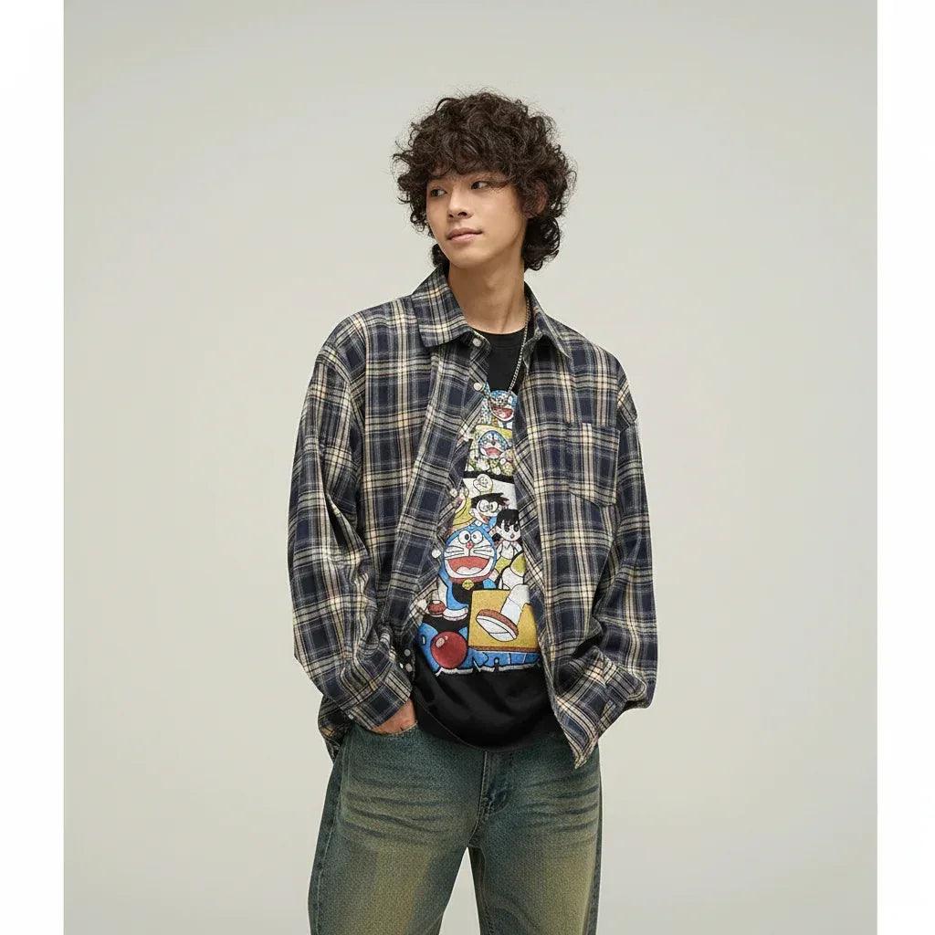 Retro Fun Doraemon Print Short Sleeve T-Shirt For Men And Women
