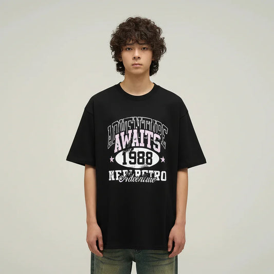 Vintage print loose small neckline short sleeved T-shirt for men and women | MuddyStock Originals eprolo