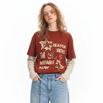 Fake two piece t-shirt for men and women MuddyStock