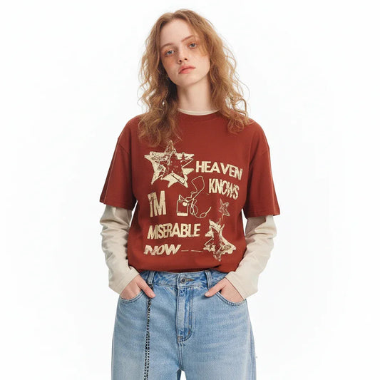 Fake two piece t-shirt for men and women MuddyStock