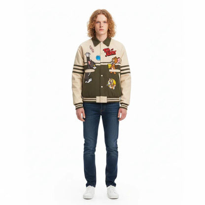 Cartoon Embroidered Patchwork Jacket For Men And Women | MuddyStock Originals
