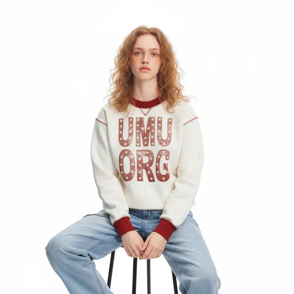 Loose Letter Print Crew Neck Sweatshirt for Women | MuddyStock Originals