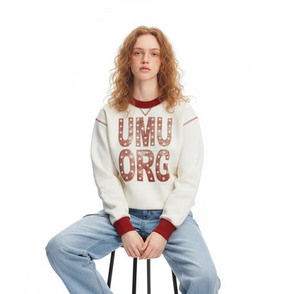 Loose Letter Print Crew Neck Sweatshirt for Women | MuddyStock Originals