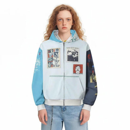 Heavyweight Magazine Print Design Loose Fit Men's Zip-Up Hoodie | MuddyStock Originals