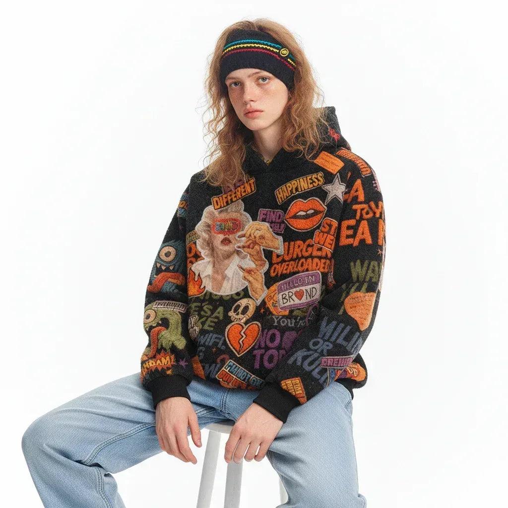 Fashion Casual Printed Polyester Hoodie For Men And Women