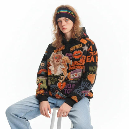 Fashion Casual Printed Polyester Hoodie For Men And Women