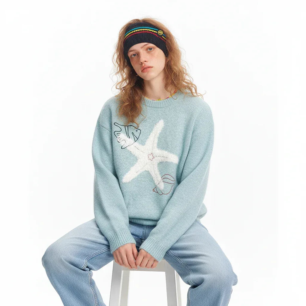 Starfish round neck pullover sweater For Men And Women | MuddyStock Originals