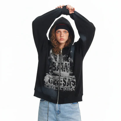 Retro Simple Loose Hoodie For Women