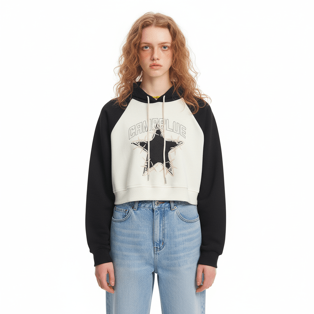 Star Embroidery Cropped Hoodie For Women | MuddyStock Originals