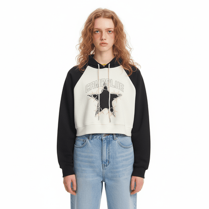 Star Embroidery Cropped Hoodie For Women | MuddyStock Originals